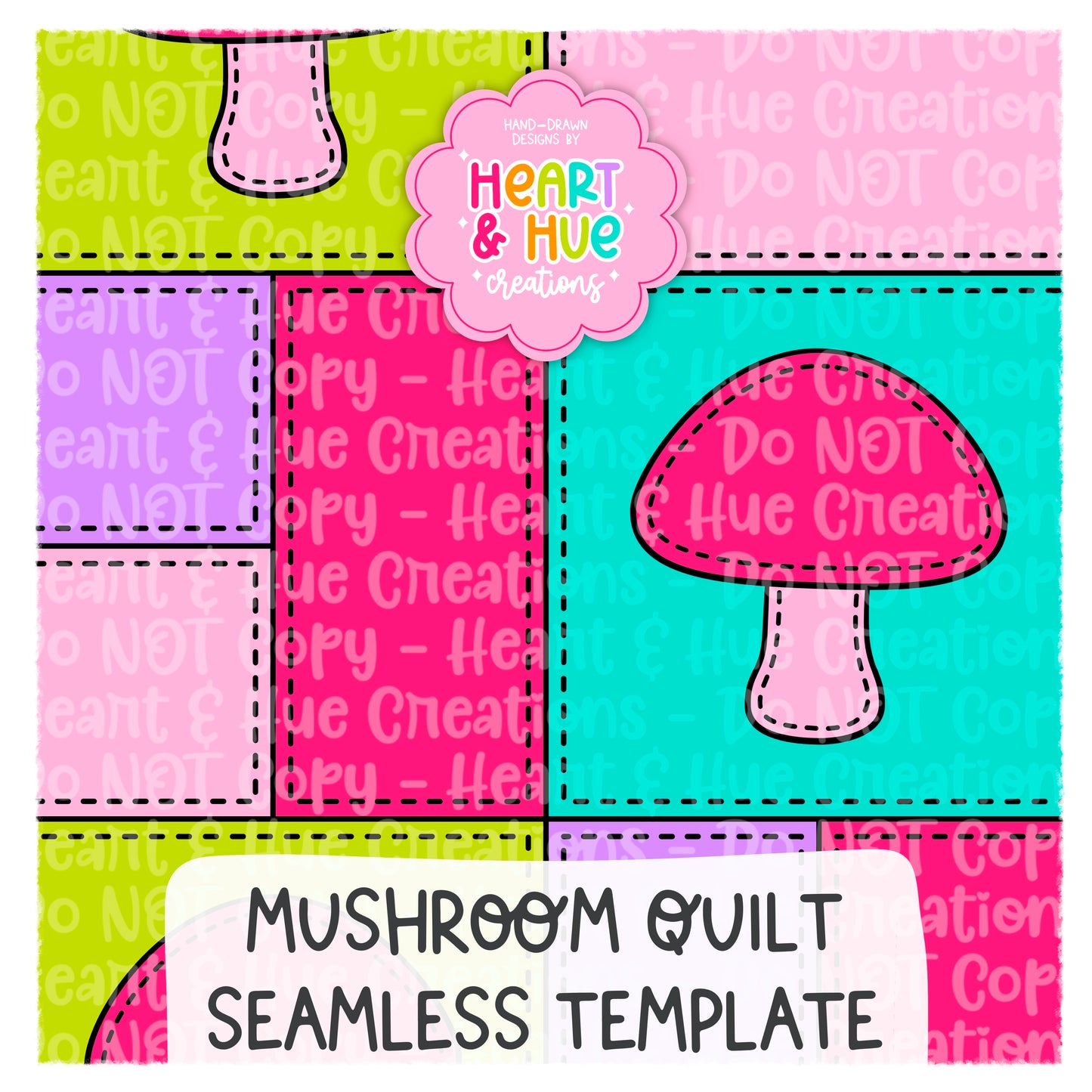 Mushroom Quilt Seamless Procreate Template