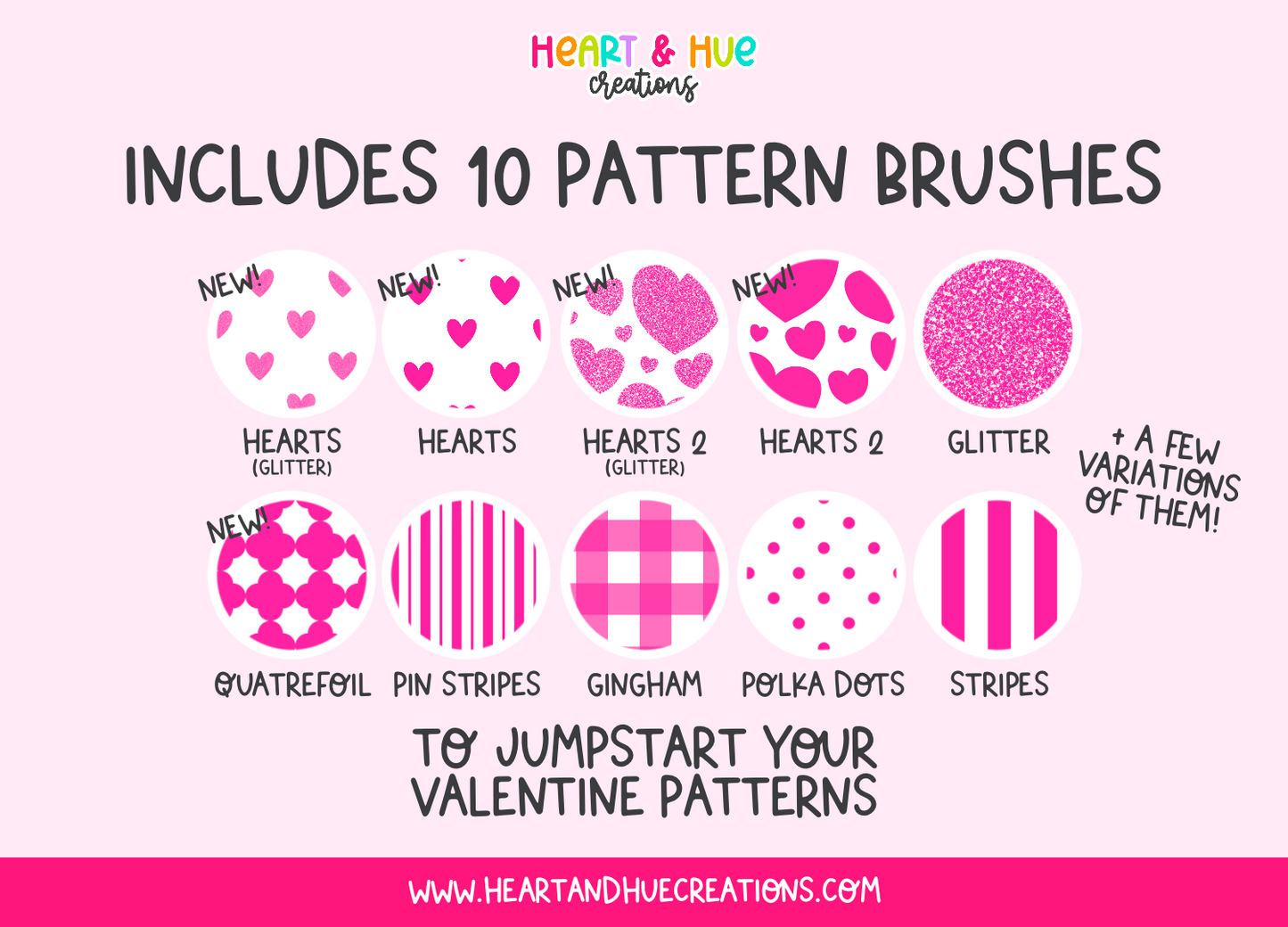 Procreate Valentine Pattern Kit - Templates, Brushes, Stamps