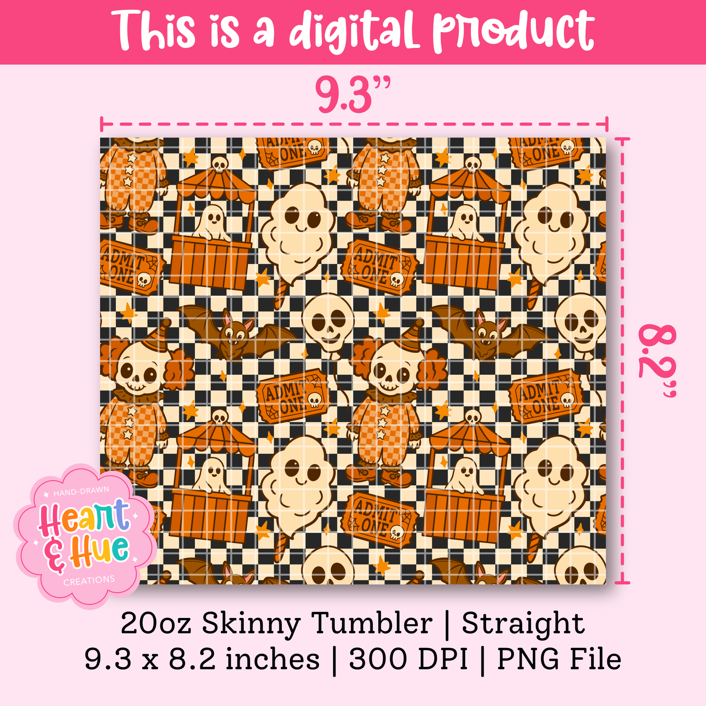 Spooky Carnival 20oz Tumber Wrap PNG