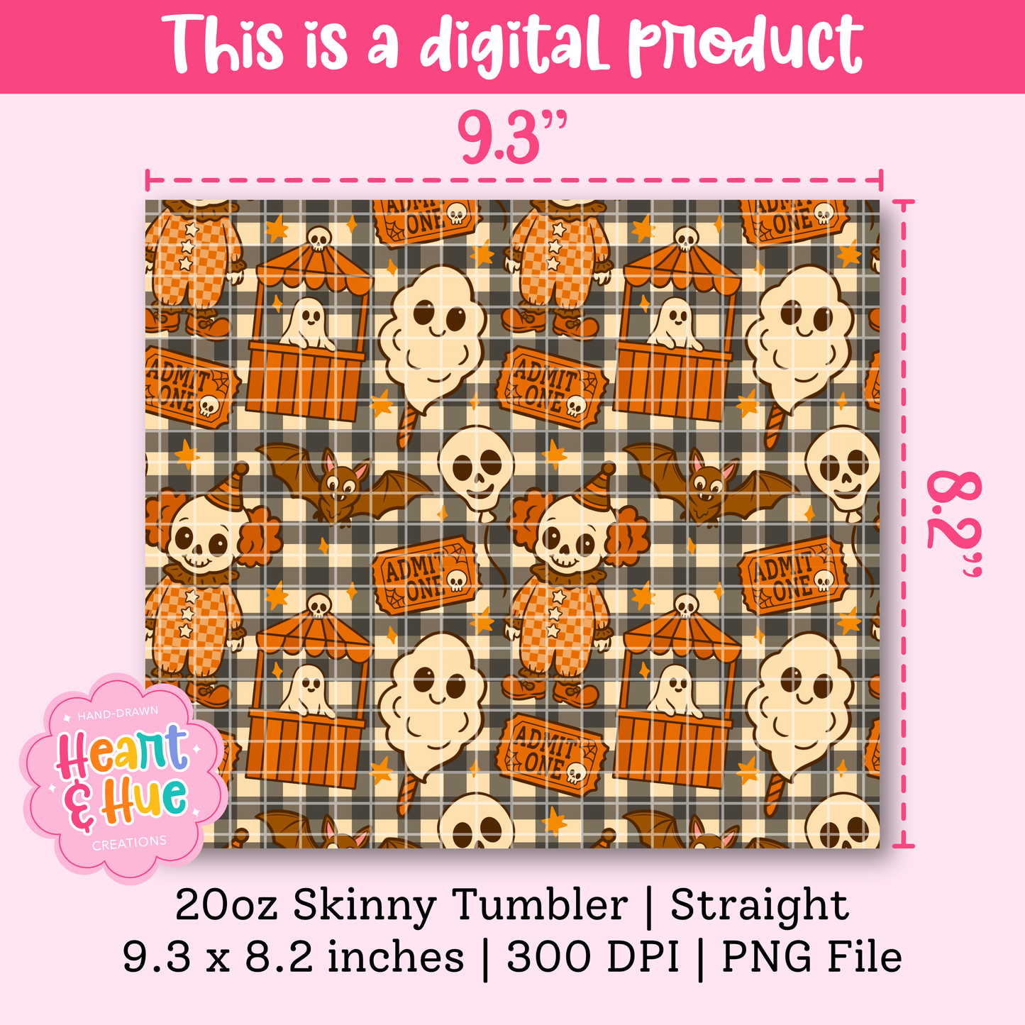 Spooky Carnival 20oz Tumber Wrap PNG