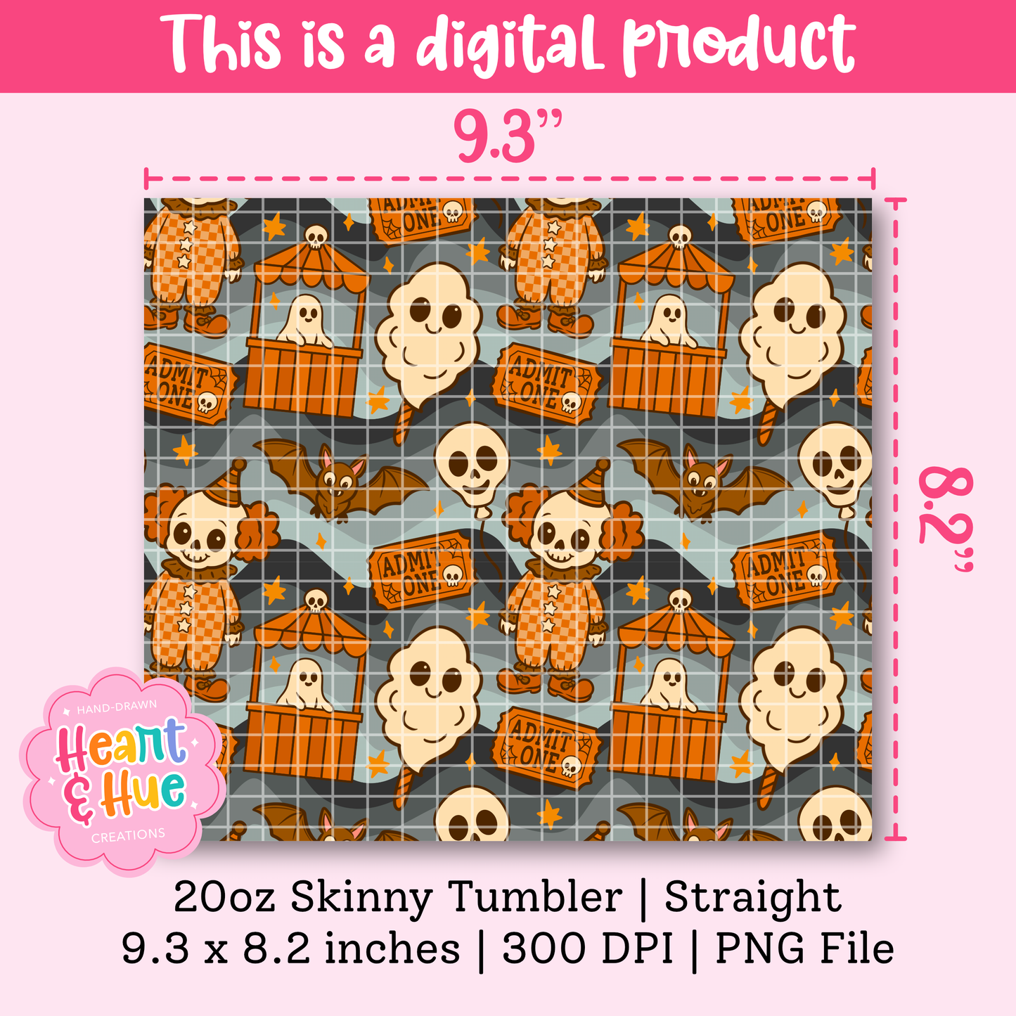 Spooky Carnival 20oz Tumber Wrap PNG