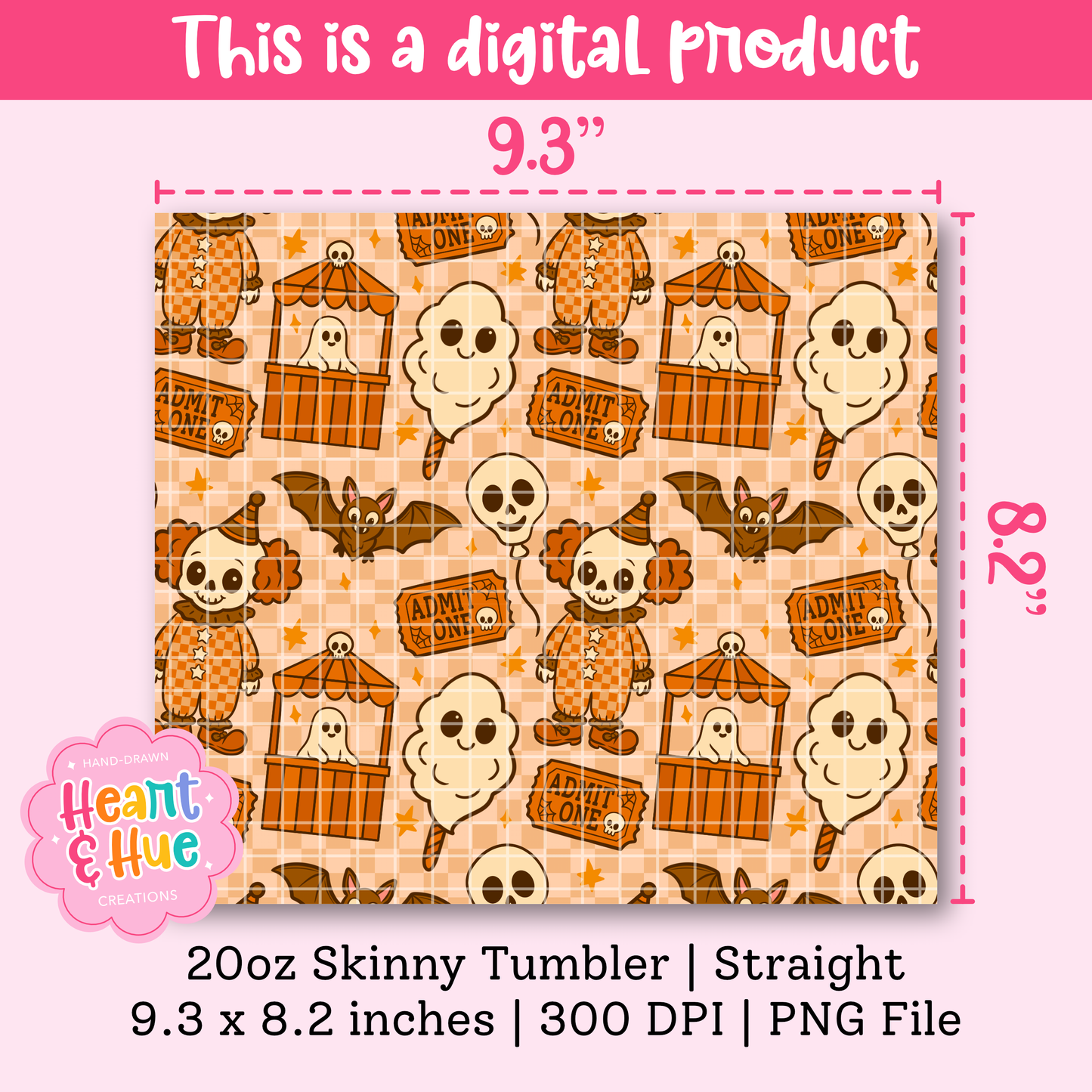 Spooky Carnival 20oz Tumber Wrap PNG