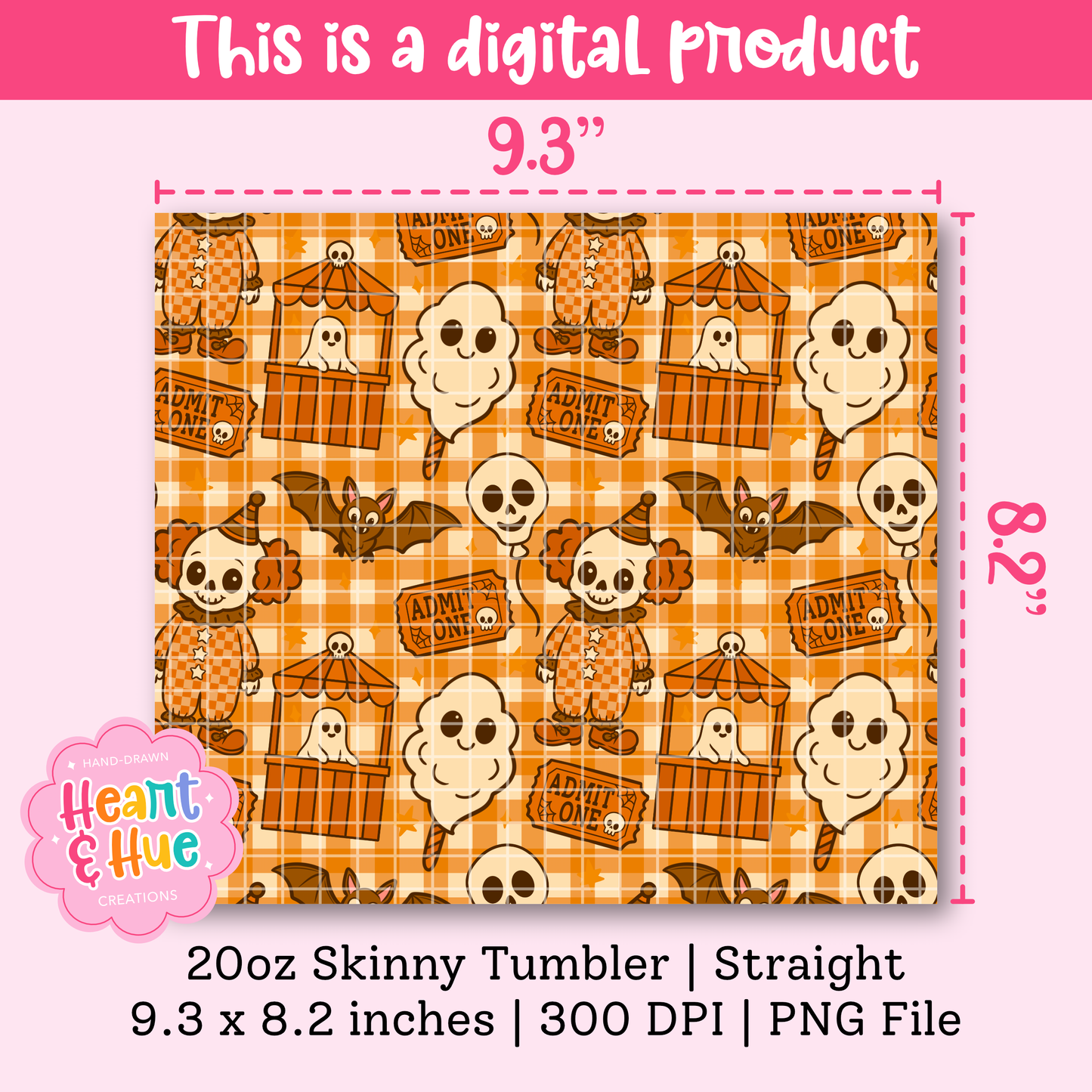 Spooky Carnival 20oz Tumber Wrap PNG