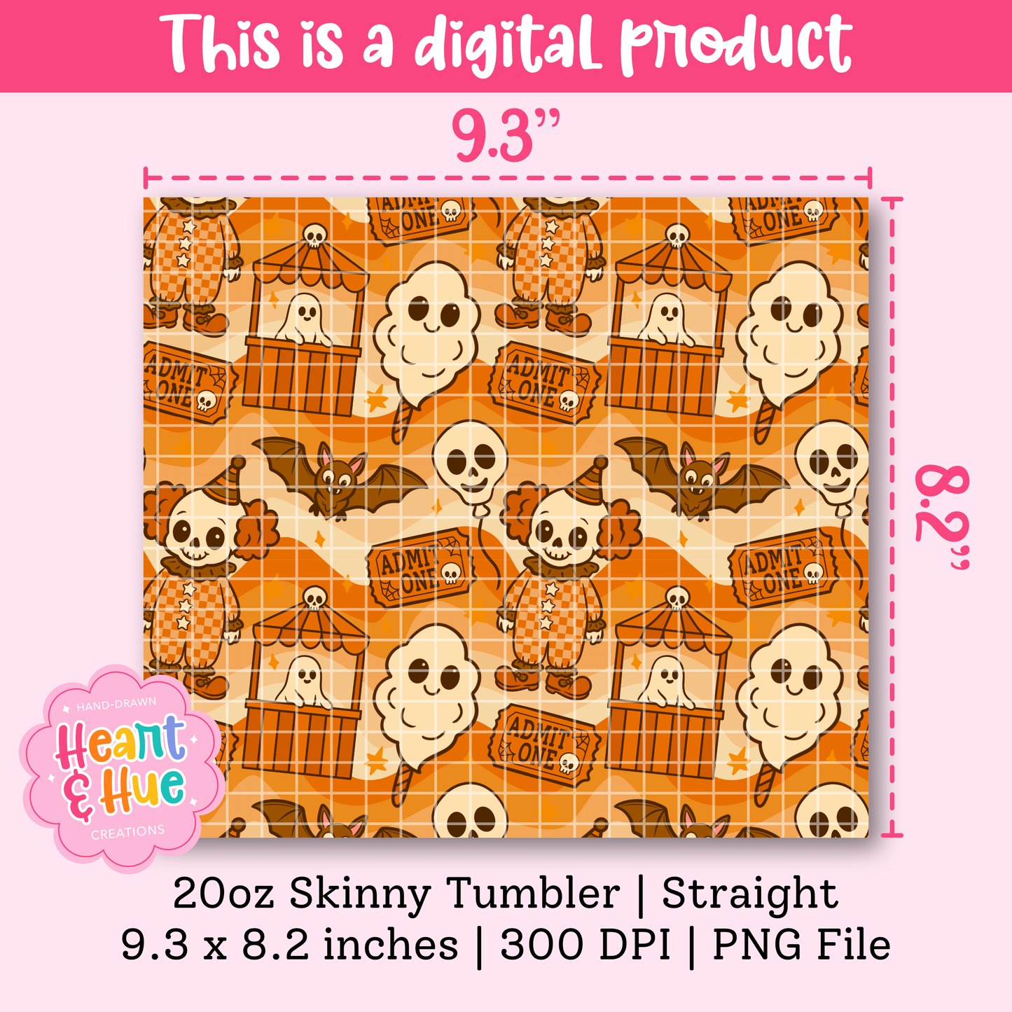 Spooky Carnival 20oz Tumber Wrap PNG