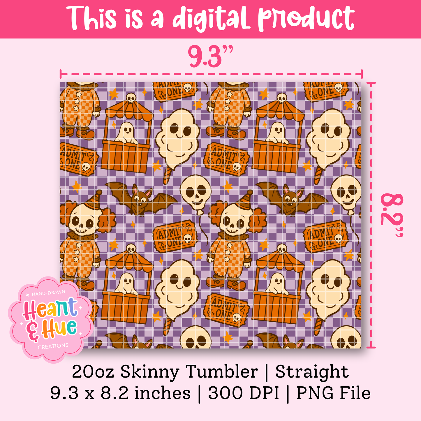 Spooky Carnival 20oz Tumber Wrap PNG