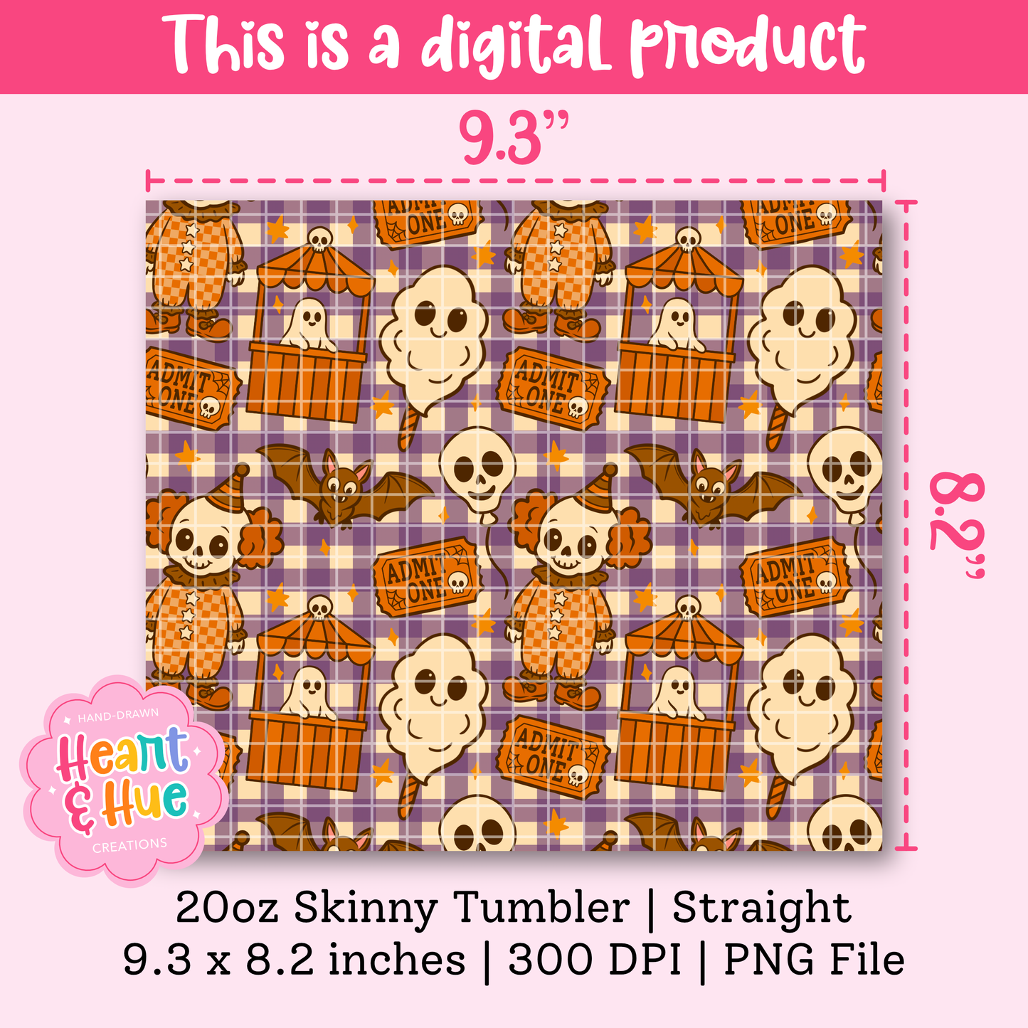 Spooky Carnival 20oz Tumber Wrap PNG