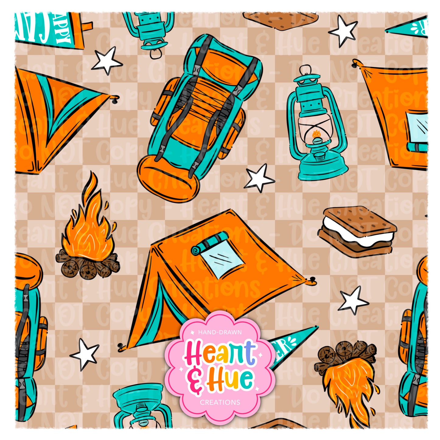 Happy Camper Seamless (Orange)