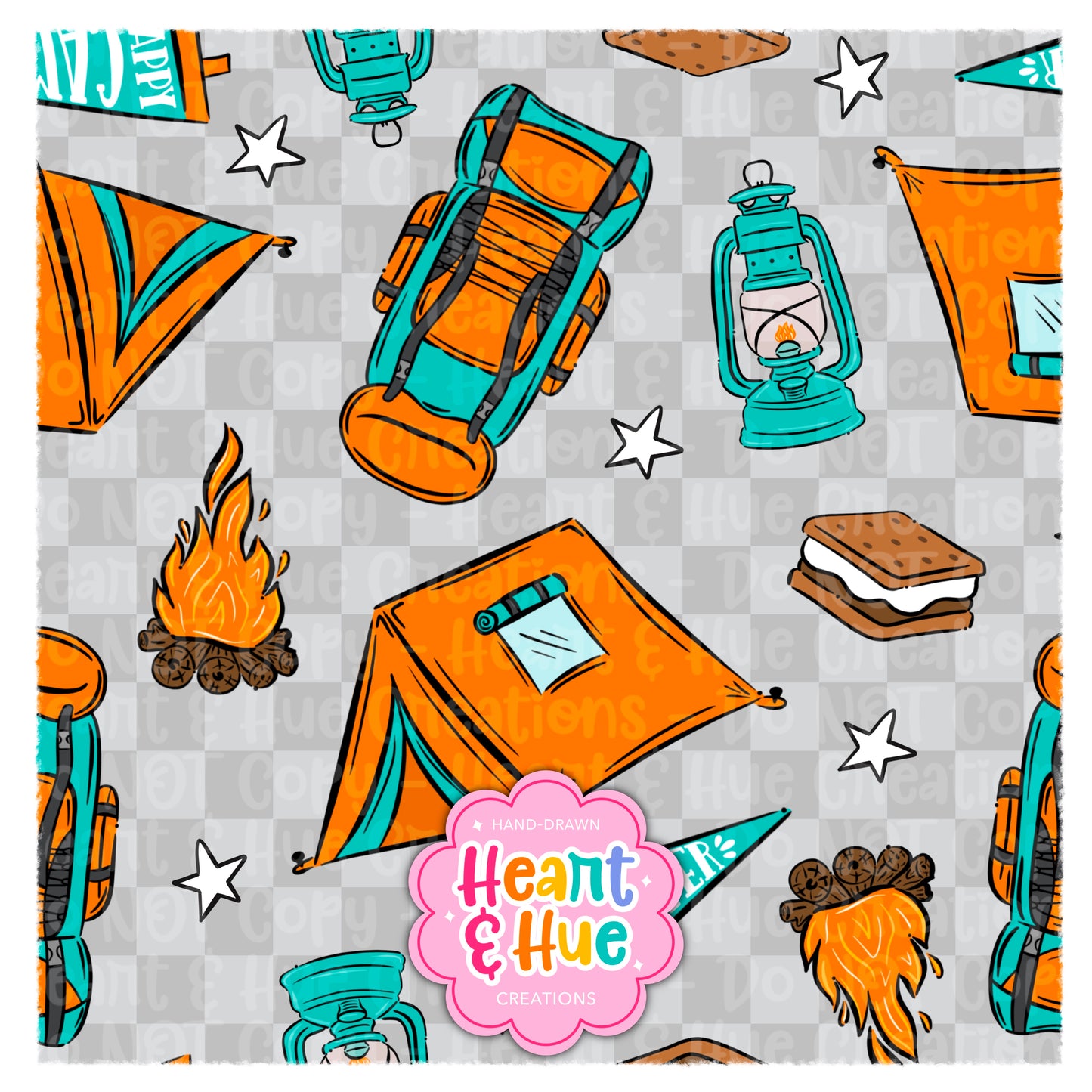 Happy Camper Seamless (Orange)