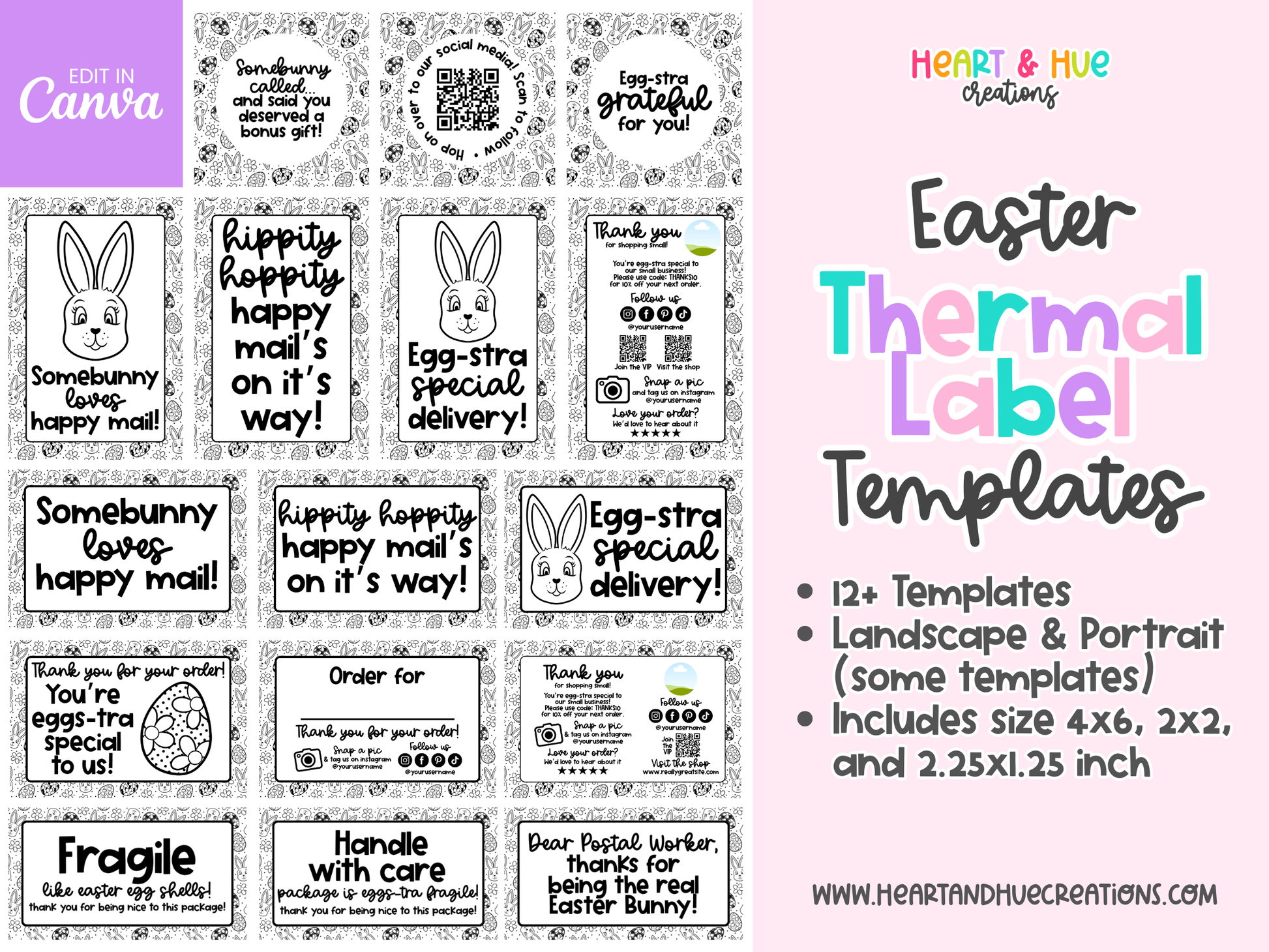 Easter Thermal Label Canva Templates – Heart & Hue Creations