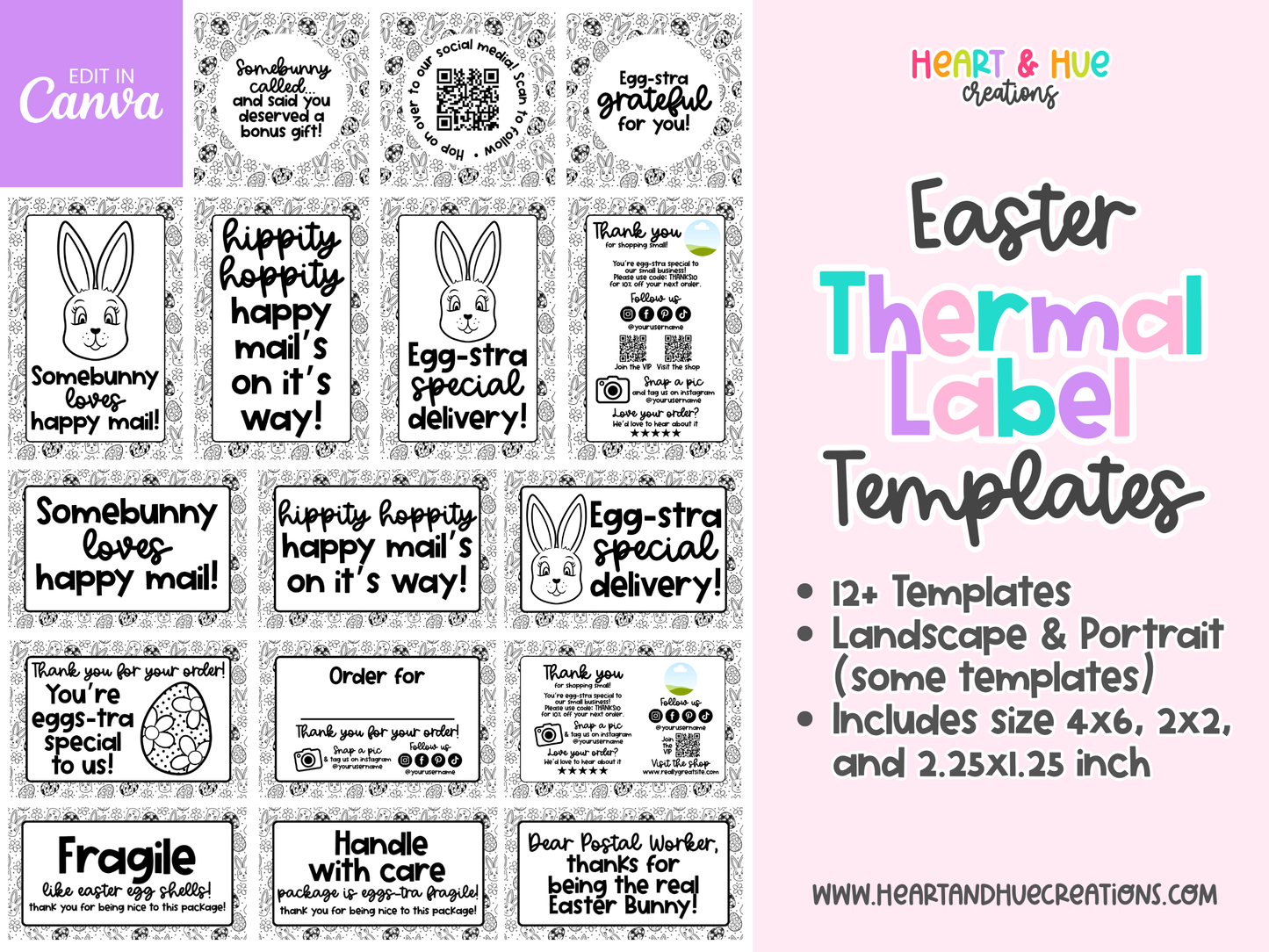 Easter Thermal Label Canva Templates