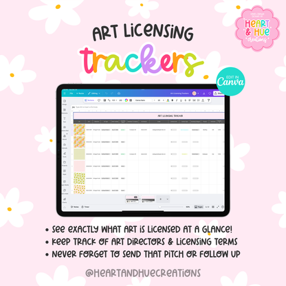 Art Licensing Trackers/Spreadsheets - Canva Only