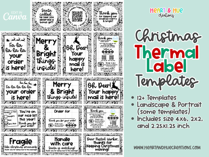 Christmas Thermal Label Canva Templates