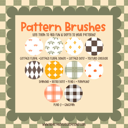 Procreate Autumn Vibes Pattern Kit -  Templates, Brushes & Stamps