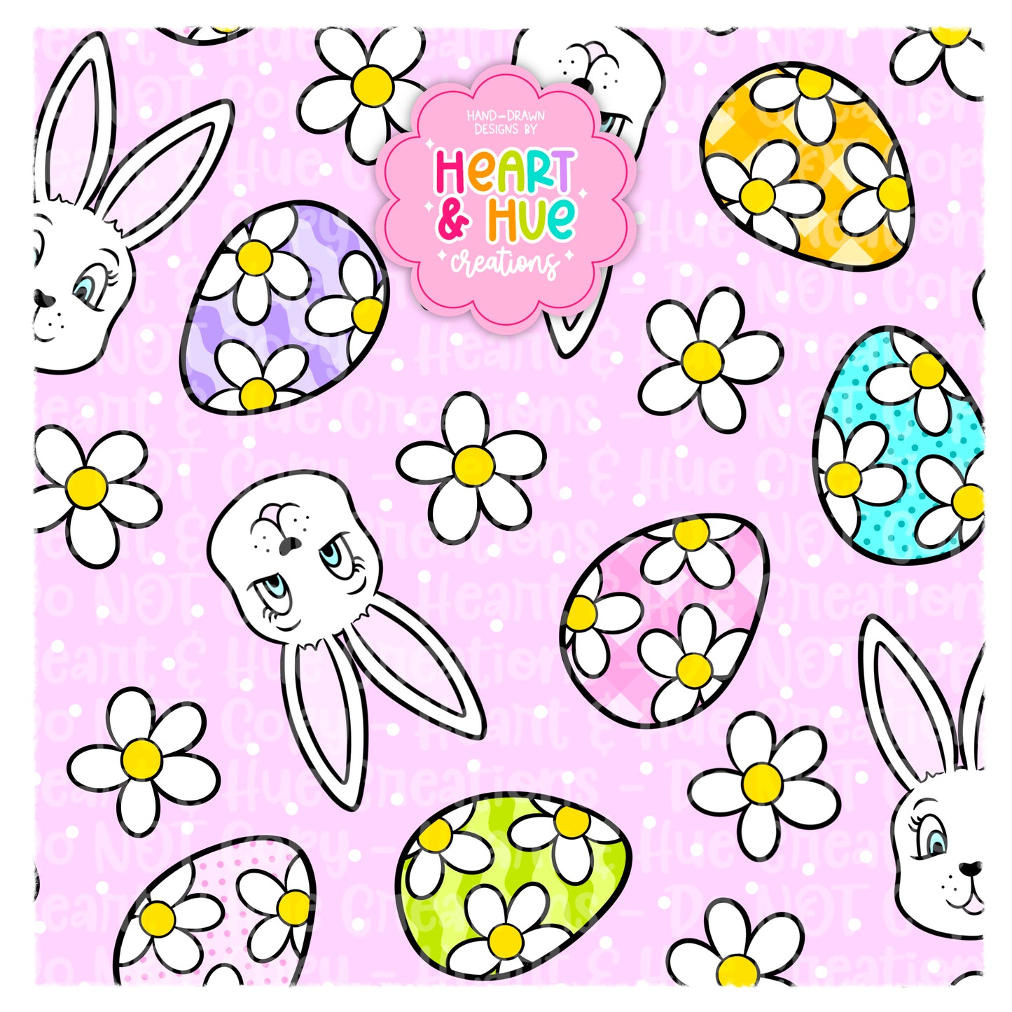 Easter Bunnies & Daisies - Seamless