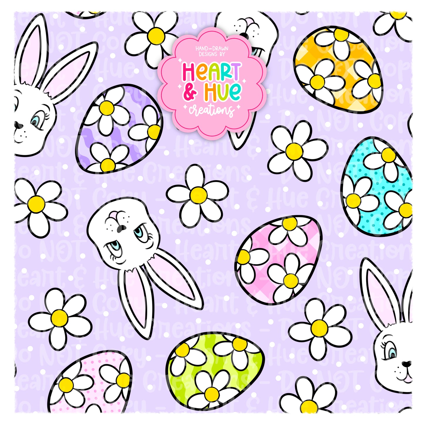 Easter Bunnies & Daisies - Seamless