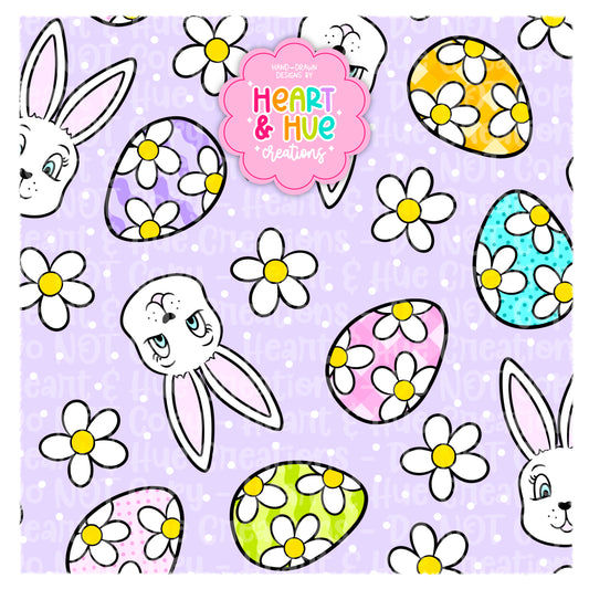 Easter Bunnies & Daisies - Seamless