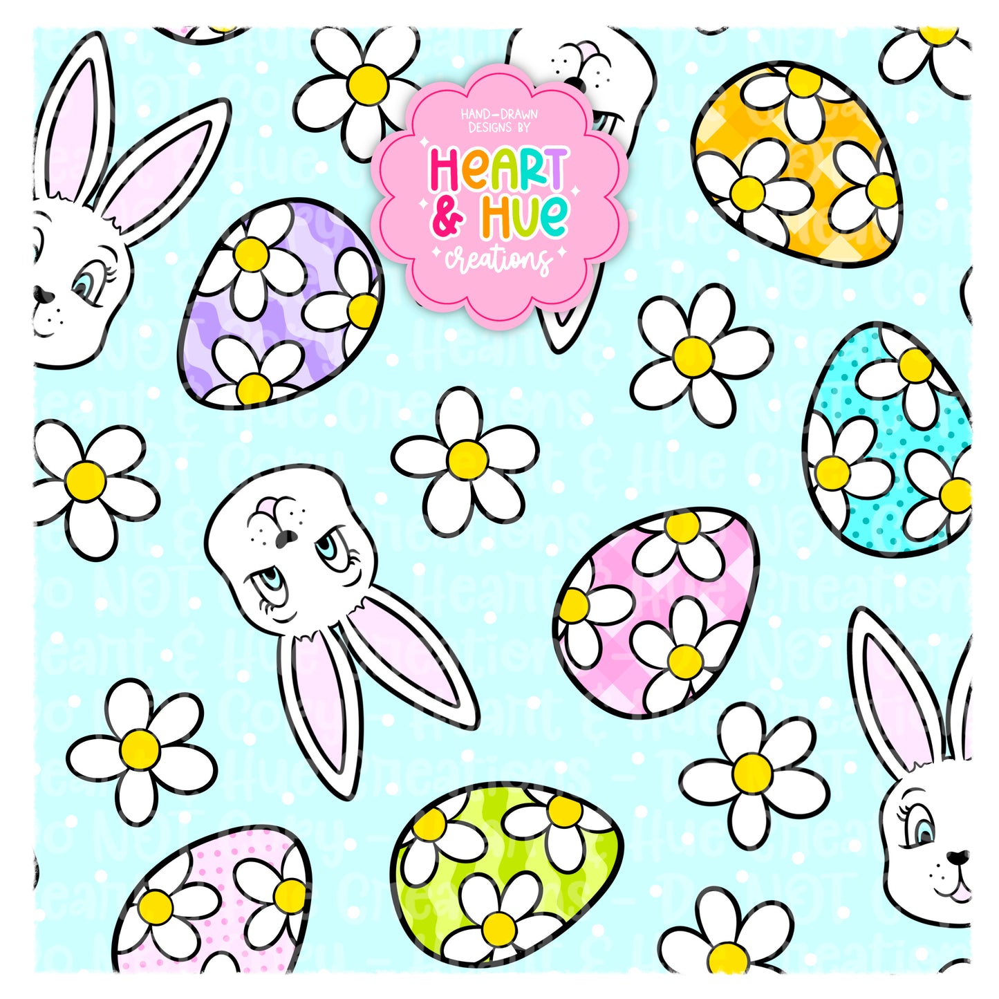 Easter Bunnies & Daisies - Seamless