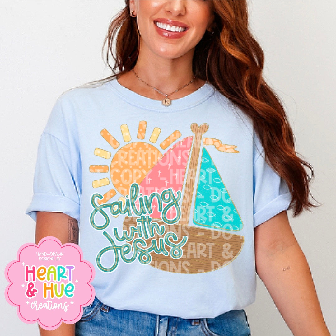 Sailing with Jesus - Seamless + PNG