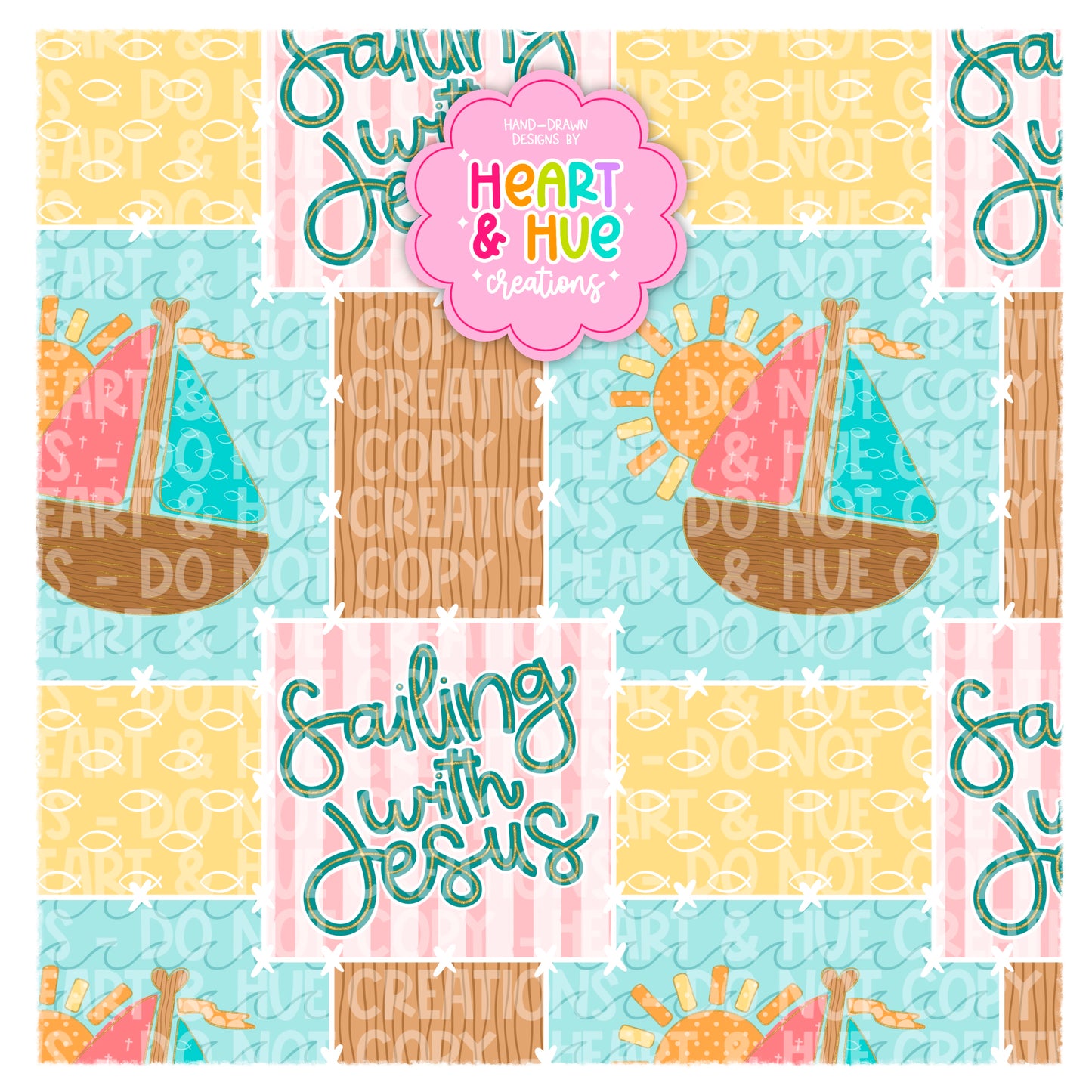 Sailing with Jesus - Seamless + PNG