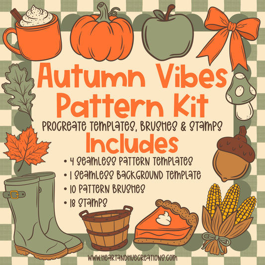 Procreate Autumn Vibes Pattern Kit -  Templates, Brushes & Stamps