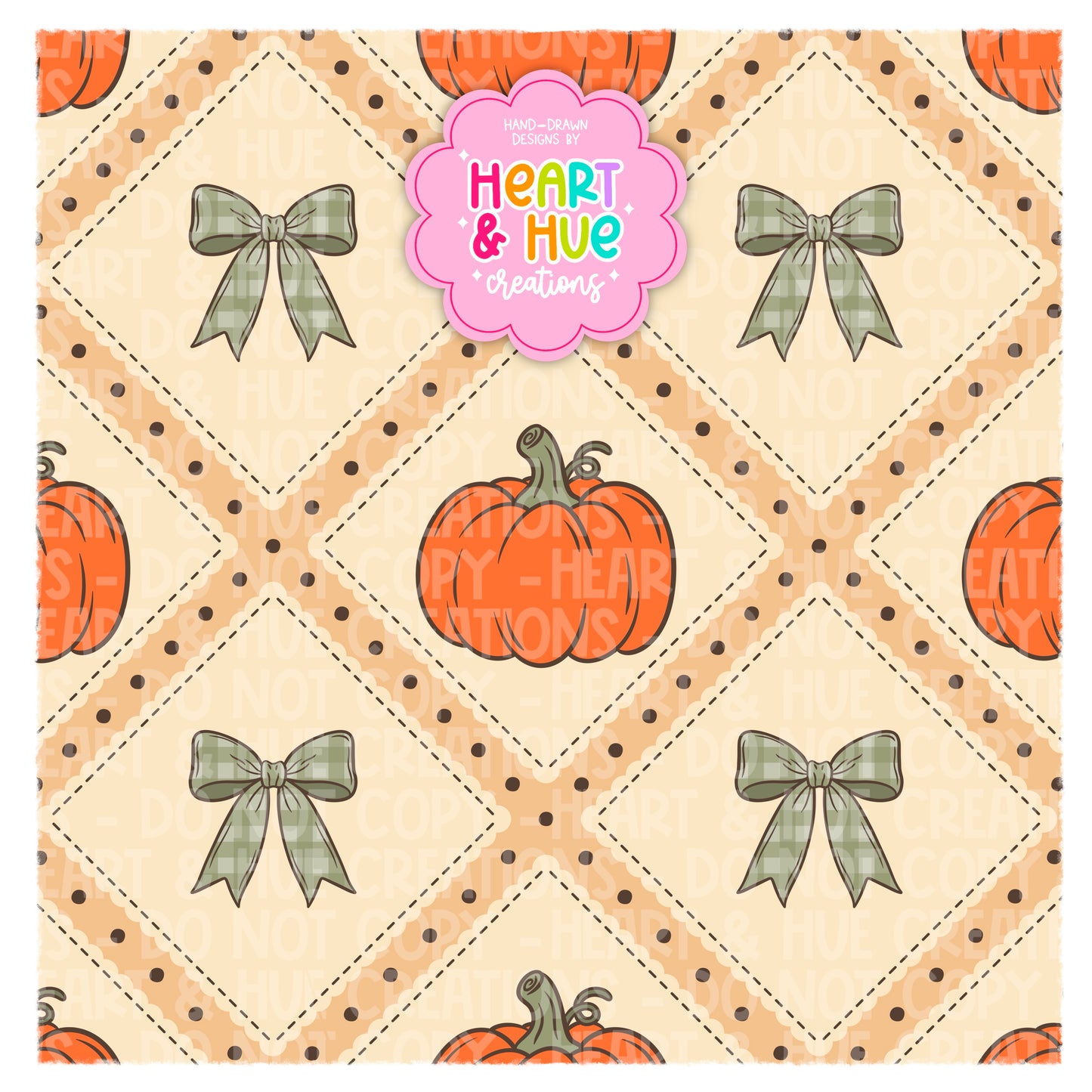 Pumpkin & Bow - Seamless