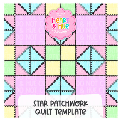 Star Patchwork Quilt Seamless Procreate Template