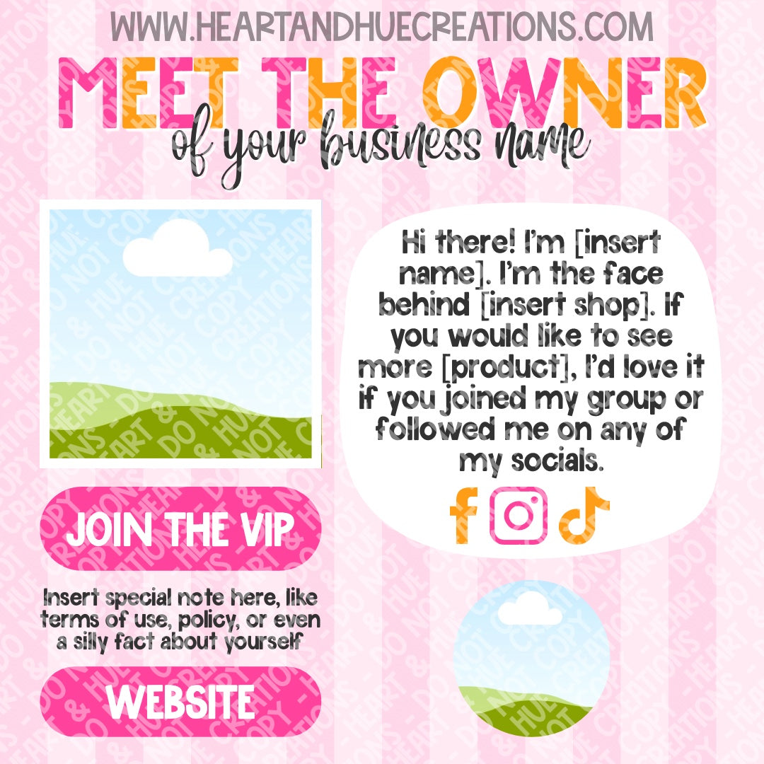 Meet the Owner Canva Template - FREEBIE
