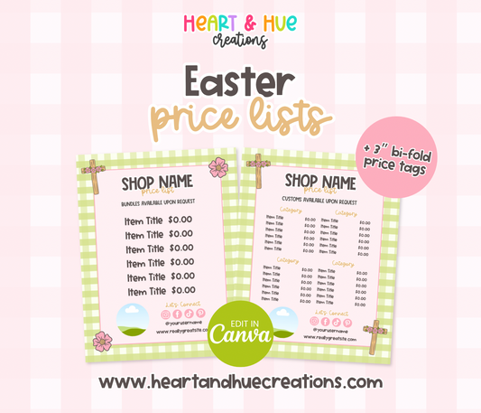 Easter Price List Templates - HHC/MD/CRD Collab