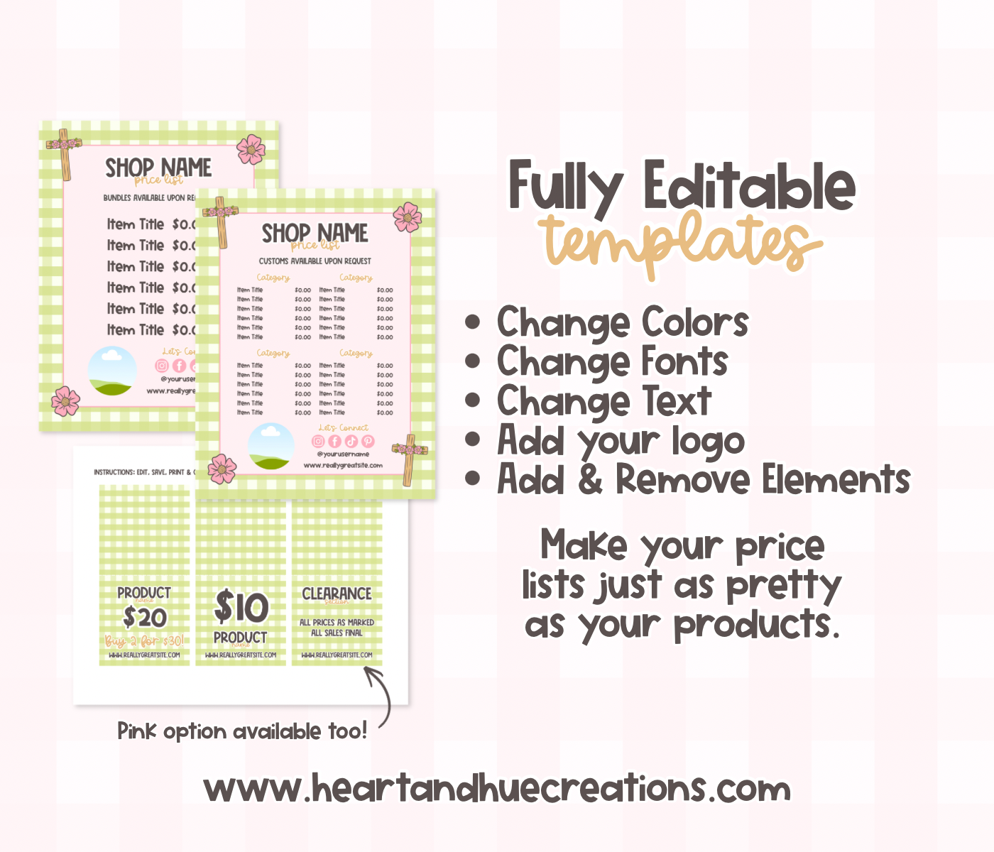 Easter Price List Templates - HHC/MD/CRD Collab