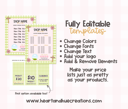 Easter Price List Templates - HHC/MD/CRD Collab