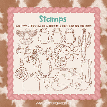 Procreate Western Vibes Pattern Kit -  Templates, Brushes & Stamps