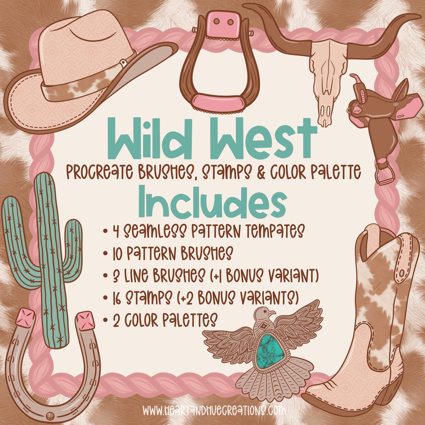 Procreate Western Vibes Pattern Kit -  Templates, Brushes & Stamps