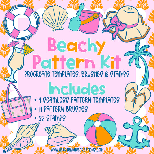 Procreate Beachy Pattern Kit -  Templates, Brushes & Stamps