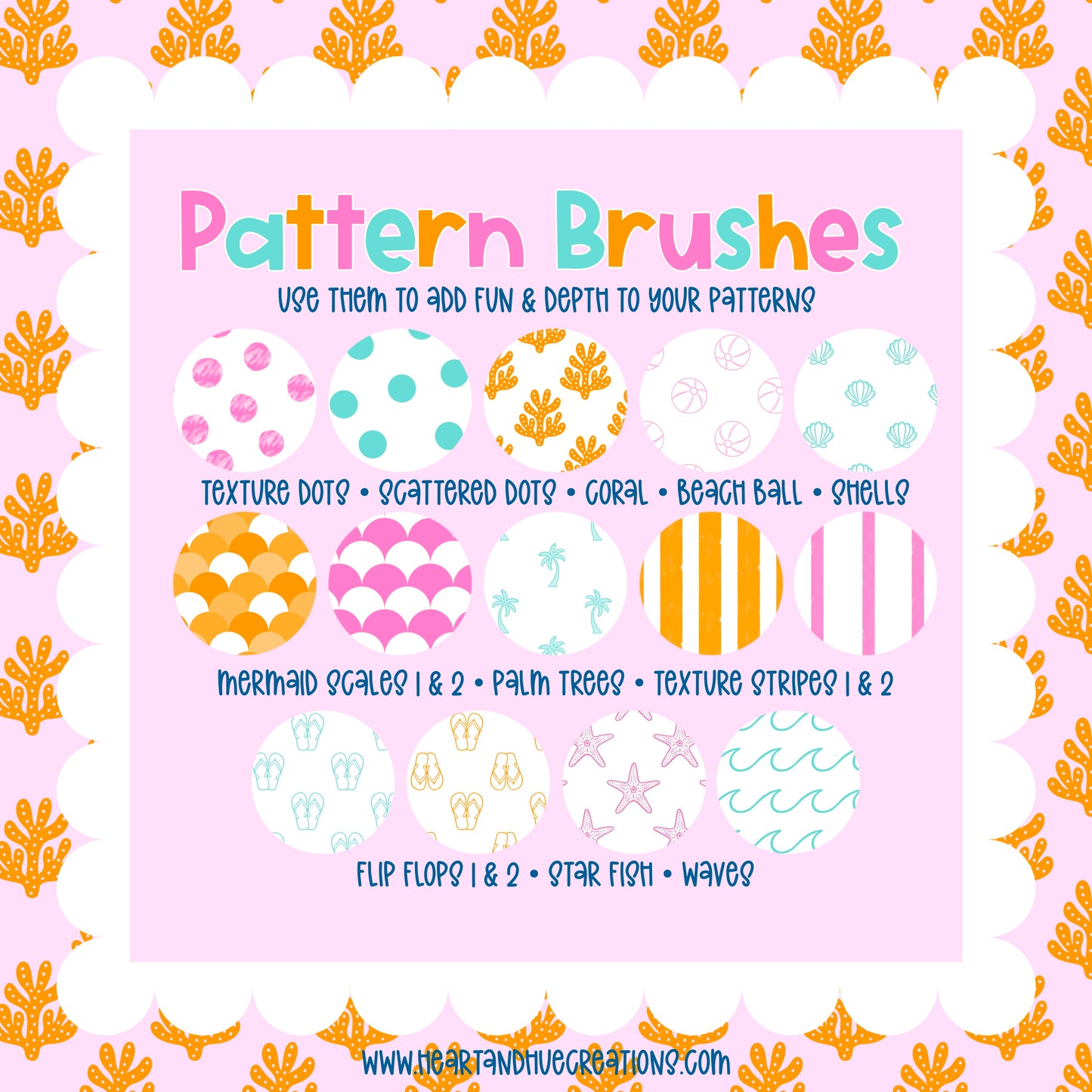 Procreate Beachy Pattern Kit -  Templates, Brushes & Stamps