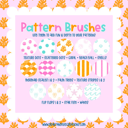 Procreate Beachy Pattern Kit -  Templates, Brushes & Stamps