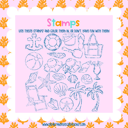 Procreate Beachy Pattern Kit -  Templates, Brushes & Stamps