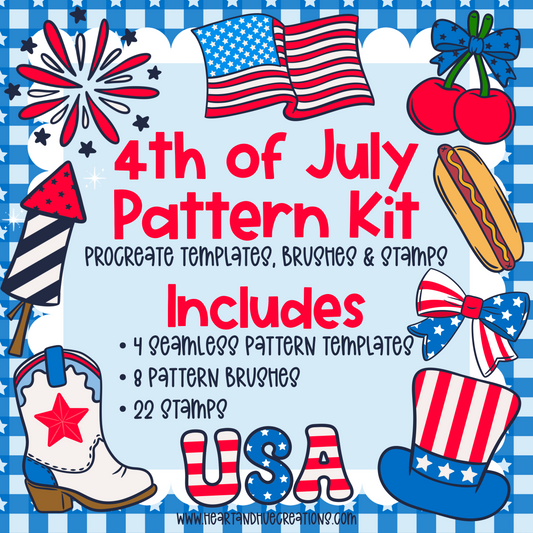 Procreate 4th of July Pattern Kit -  Templates, Brushes & Stamps