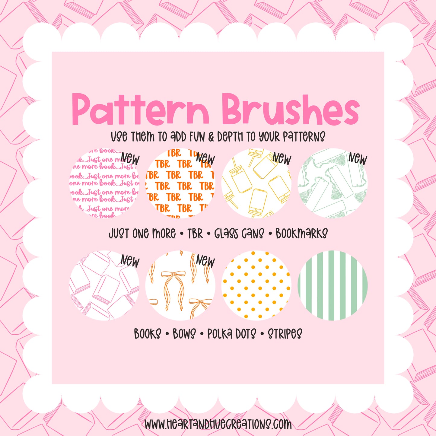 Procreate Bookish Pattern Kit -  Templates, Brushes & Stamps