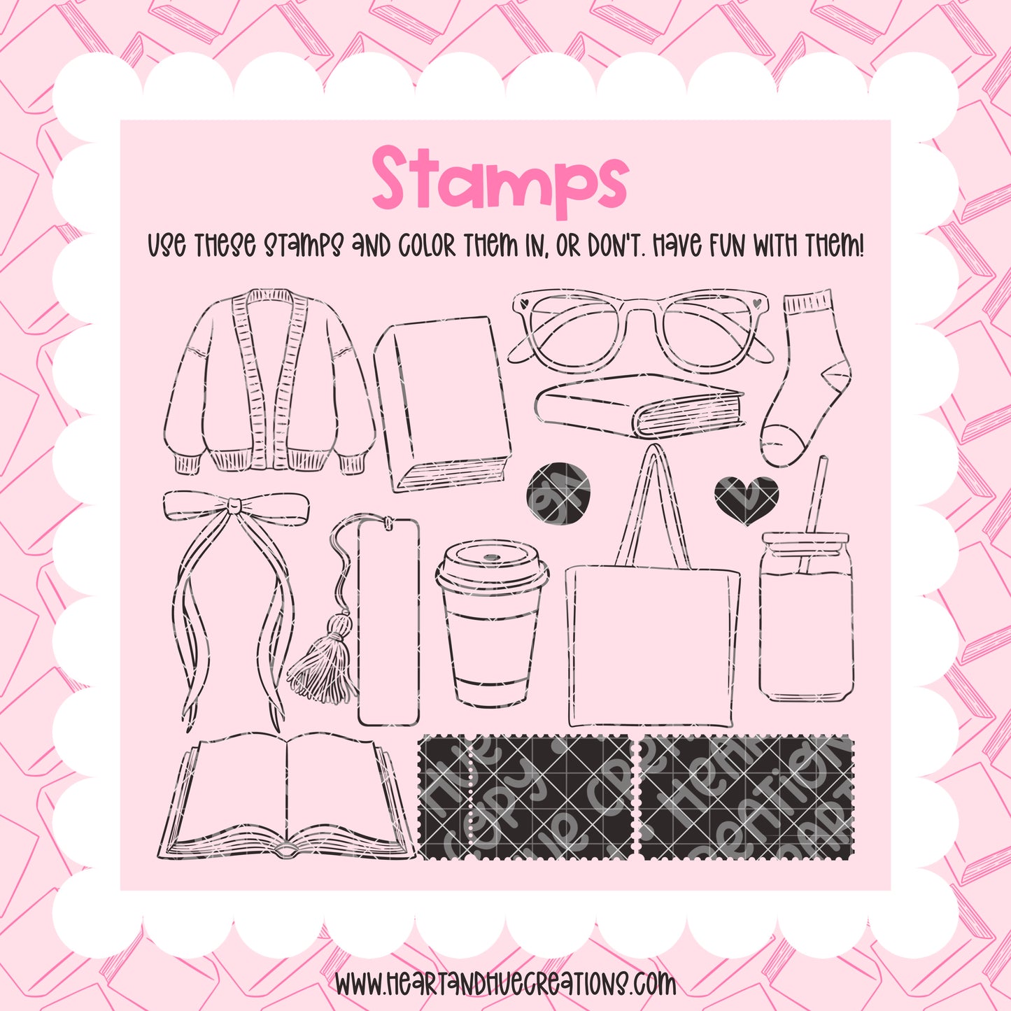 Procreate Bookish Pattern Kit -  Templates, Brushes & Stamps