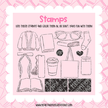 Procreate Bookish Pattern Kit -  Templates, Brushes & Stamps