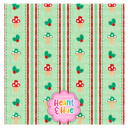Christmas Mushrooms Stripes Seamless