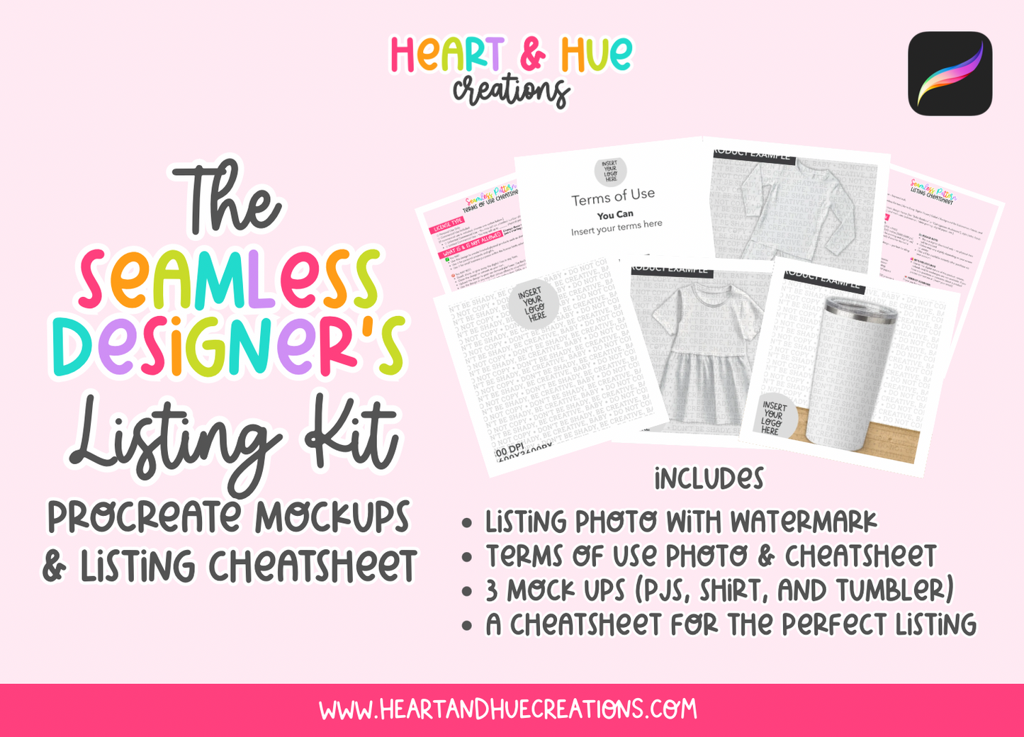 Procreate Seamless Designer’s Listing Kit - Templates, Mockups + Cheatsheets