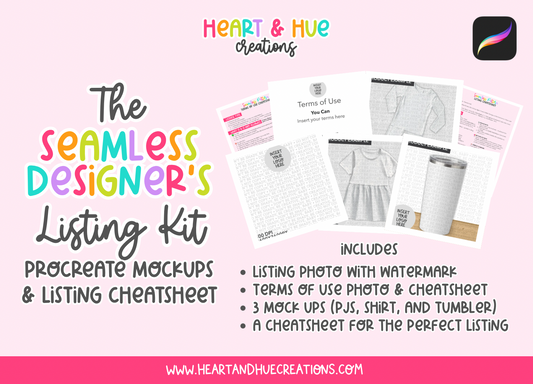 Procreate Seamless Designer’s Listing Kit - Templates, Mockups + Cheatsheets